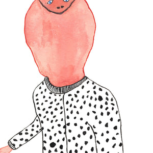 Pip Ryan, Cobra in a Sleepsuit, 2026, watercolour, gouache, pencil on paper, 12.5 × 7.5 cm