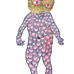 Pip Ryan, Moonface, 2026, watercolour, gouache, pencil on paper, 12.5 × 7.5 cm