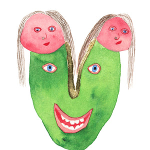 Pip Ryan, Greenface, 2026, watercolour, gouache, pencil on paper, 12.5 × 7.5 cm