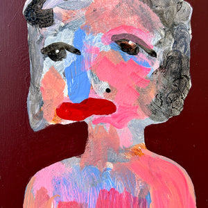 Sally Bourke, Untitled 13, 2026, acrylic on ampersand (framed), 18 x 12.5 cm