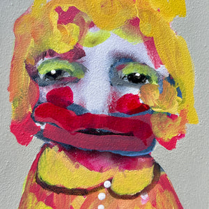 Sally Bourke, Untitled 16, 2026, acrylic on ampersand (framed), 18 x 12.5 cm