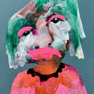 Sally Bourke, Untitled 17, 2026, acrylic on ampersand (framed), 18 x 12.5 cm