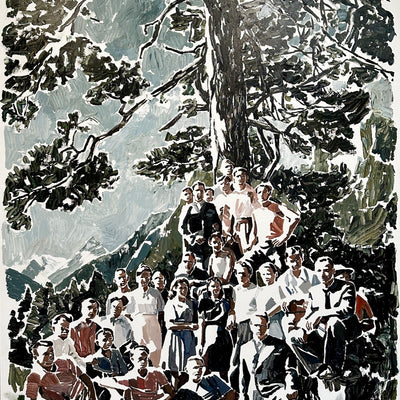 Clara Adolphs, A Way From Home (Tree and Mountain), 2024, oil on linen, 285 x 207 cm

