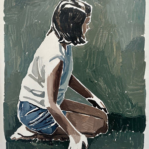 Clara Adolphs, Girl, Kneeling, 2023, oil on linen, 110 x 91 cm