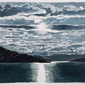 Clara Adolphs, Moonrise, Water, 2025, oil on linen, 192 x 222 cm