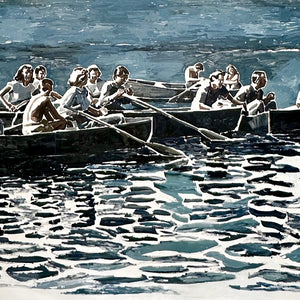 Clara Adolphs, Sitting on Water II, 2024, oil on linen, 183.5 x 340 cm