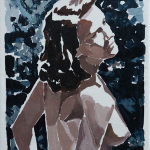 Clara Adolphs, Woman, Garden (Blue) I, 2025, oil on linen, 62.5 x 49 cm
