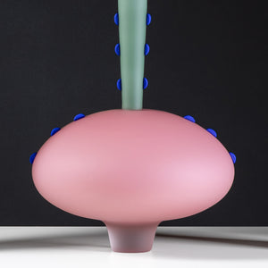 Drew Spangenberg, Container #8 (Io), 2025, blown, cold-worked and hot joined glass, sandblasted and sealed, 33 x 27 cm. Photography by Pippy Mount