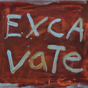 Georgia Spain, Excavate, 2025, oil and oil stick on cotton bed cover, 35.5 × 41 cm