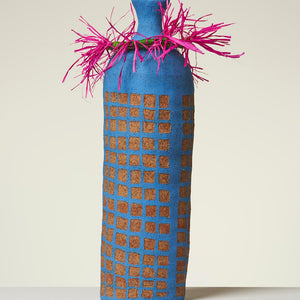 Alfred Lowe, All dressed up and nowhere to go II (468-23AS), 2023, glazed ceramic with sgraffito and weaving, 58 x 18 cm