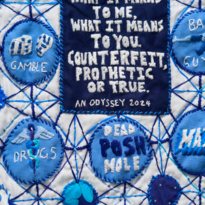 Lucas Grogan, An Odyssey (detail), 2023-24, cotton on linen, 210 x 206 cm