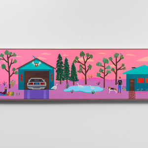 Marc Etherington, The Homestead, 2024, acrylic on canvas, 64 x 258 cm