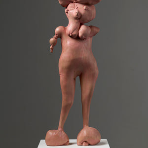 Polly Borland, Chick, 2026, carved & stained maple wood, 91 × 32 × 17 cm