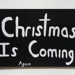 Richard Lewer, Christmas is coming again, 2023, acrylic on pegboard, 61 x 91.5 cm