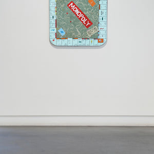 Richard Lewer, I'll be the banker (installation view), 2025, acrylic on laminate tabletop, 76 x 76 cm