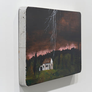 Richard Lewer, Cool change and a chance of a thunderstorm (installation view), 2025, acrylic on laminate tabletop, 61 x 106 cm