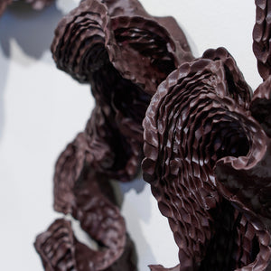 Sam Gold, Give everything to the sea (detail), 2026, dirty porcelain & heat cured enamel, 91 × 330 × 13 cm