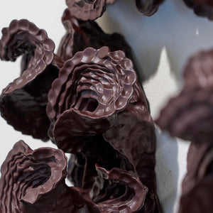 Sam Gold, It keeps me undone (installation view), 2026, dirty porcelain & heat cured enamel, 65 × 60 × 16 cm