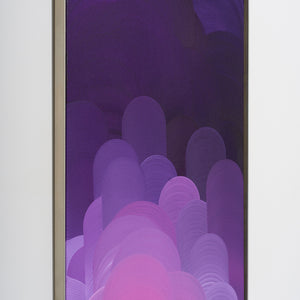 James Dodd, Mute Purples, 2025, acrylic and aerosol on canvas with aluminium frame, 78.2 x 53 cm