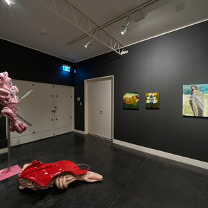 Jeremy Blincoe and Ella Dunn in 'The artist is always alone', curated by Richard Lewer, at Hugo Michell Gallery, 2024. 