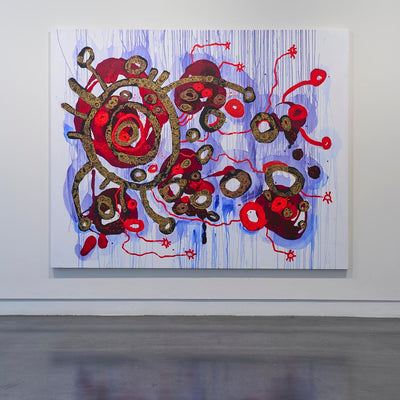 Zaachariaha Fielding, Untitled (188-23AS) (installation view), 2023, acrylic and mixed media on Belgian linen, 200 x 250 cm