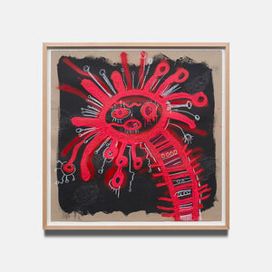 Zaachariaha Fielding Untitled (578-23AS), 2023, acrylic, spray paint, pencil and charcoal on cardboard, 125.5 × 125.5 cm