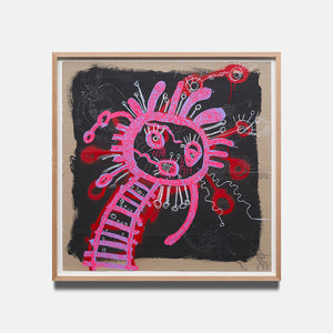 Zaachariaha Fielding Untitled (581-23AS), 2023, acrylic, spray paint, pencil and charcoal on cardboard, 125.5 × 125.5 cm