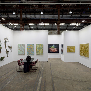 Julia Robinson, Ildiko Kovacs, William Mackinnon, Sam Gold, and Amy Joy Watson at Sydney Contemporary Art Fair for Hugo Michell Gallery, 2026, Carriageworks, Sydney. Photo by Document Photography
