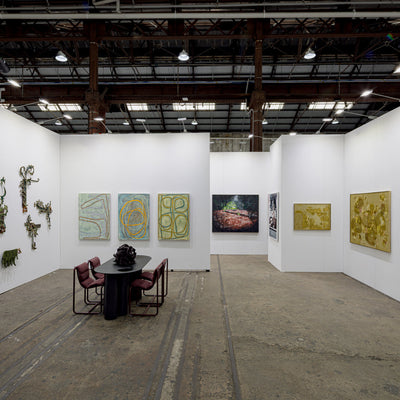 Julia Robinson, Ildiko Kovacs, William Mackinnon, Sam Gold, and Amy Joy Watson at Sydney Contemporary Art Fair for Hugo Michell Gallery, 2026, Carriageworks, Sydney. Photo by Document Photography