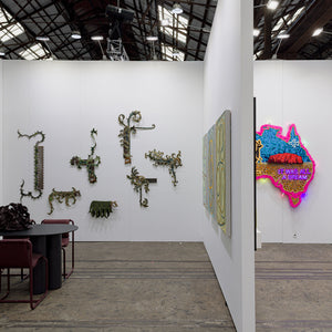 Julia Robinson, Sam Gold, Ildiko Kovacs, Paul Yore, Georgia Spain at Sydney Contemporary Art Fair for Hugo Michell Gallery, 2026, Carriageworks, Sydney. Photo by Document Photography