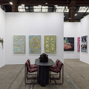 Julia Robinson, Ildiko Kovacs, William Mackinnon, Sam Gold, Clara Adolphs, and Amy Joy Watson at Sydney Contemporary Art Fair for Hugo Michell Gallery, 2026, Carriageworks, Sydney. Photo by Document Photography