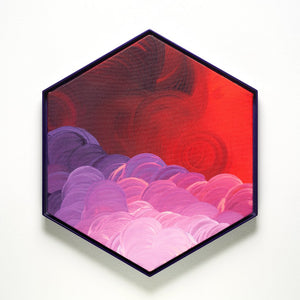 James Dodd, Purple Hills, 2024, acrylic on canvas in powder coated aluminium tray frame, 60 x 52 cm 