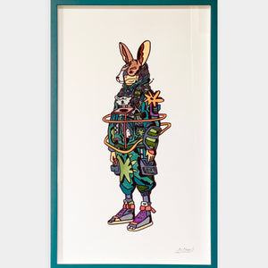 David Booth [Ghostpatrol], Kangaroo Guardian (helping out in the macropod future), 2025, ink and watercolour on paper, 51 x 32 cm
