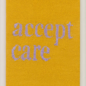 Kate Just, Accept Care, 2022, acrylic yarn, timber and canvas, 55 x 40 cm. Photography by Simon Strong