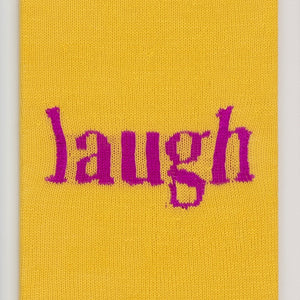 Kate Just, Laugh, 2022, acrylic yarn, timber and canvas, 55 x 40 cm. Photography by Simon Strong