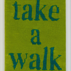 Kate Just, Take a Walk, 2022, acrylic yarn, timber and canvas, 55 x 40 cm. Photography by Simon Strong