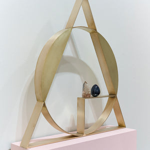 Min Wong, Online or offline, I am still connected to you. (installation view), 2024, brass, ceramic and crystal, 73 x 70 x 5 cm