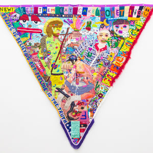 Paul Yore, Picnic At Hanging Rock, 2020, mixed media textile comprising found objects beads, sequins and buttons, 240 x 286 cm