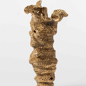 Sam Gold, At the edge they meet (b), 2025, porcelain, cobalt oxide, and gold enamel, 72 x 18 x 21 cm. Photography by Connor Patterson