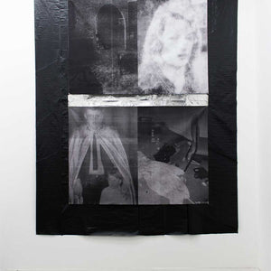 Tony Garifalakis, Untitled Study, 2023, inkjet prints on Panama Canvas, PVC sheeting, aluminium tape, u-nails, and nickel eyelets, 270 x 200 cm