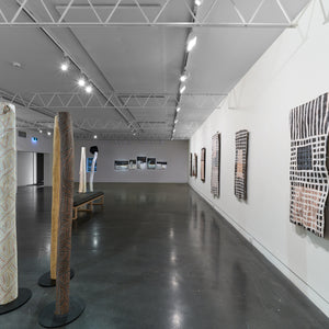 Manini Gumana, Napunda Marawili, Marrnyula Munuŋgurr and Gutiŋarra Yunupiŋu in 'Wäŋa as Muse' at Hugo Michell Gallery, 2025.