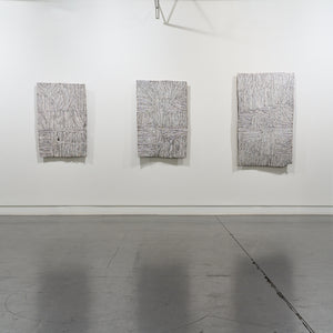 Napunda Marawili in 'Wäŋa as Muse' at Hugo Michell Gallery, 2025.