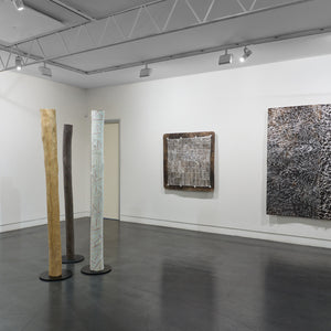Manini Gumana, Marrnyula Munuŋgurr and Binygurr Wirrpanda in 'Wäŋa as Muse' at Hugo Michell Gallery, 2025.