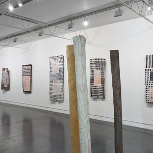 Manini Gumana and Marrnyula Munuŋgurr in 'Wäŋa as Muse' at Hugo Michell Gallery, 2025.