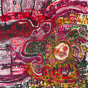 Zaachariaha Fielding, Untitled (685-23AS), 2023, acrylic and spray paint on linen, 200 x 200 cm