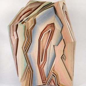 Amy Joy Watson, Banded Boulder, 2016, balsa wood, watercolour and metallic thread, 80 x 66 x 70 cm