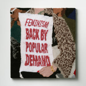 Kate Just, Feminism Back By Popular Demand, 2021, knitted wool, 66.5 x 66.5 cm