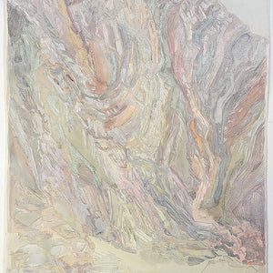 Amy Joy Watson, Rainbow Rock, 2016, metallic thread and watercolour on paper, 106 x 76 cm