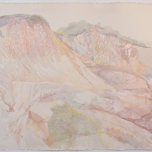 Amy Joy Watson, Sugar Loaf, 2016, metallic thread and watercolour on paper, 103 x 154 cm