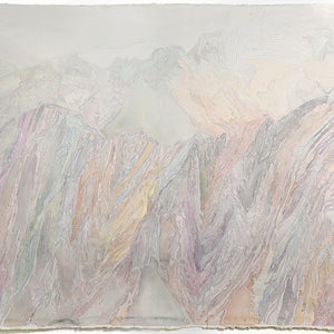 Amy Joy Watson, Wavy Mountain, 2016, metallic thread and watercolour on paper, 103 x 154 cm